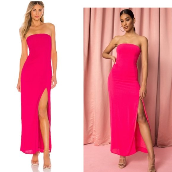 superdown Dresses & Skirts - Superdown strapless maxi slit dress pink size M